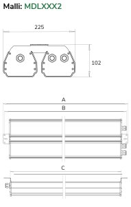 (kuva kohteelle) Ledistys valaisin 694mm 146W 20000 lm
