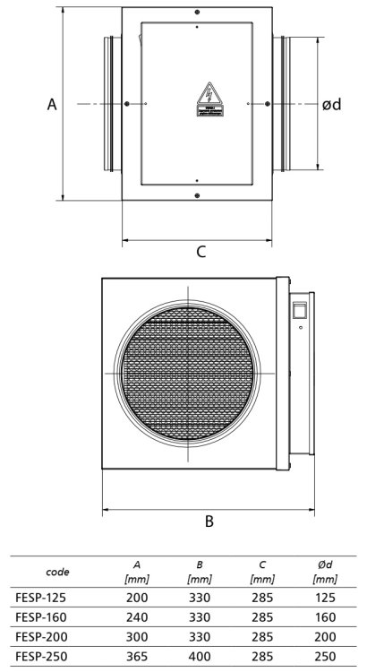 (kuva kohteelle) ESP sähköstaattinen suodatin d160