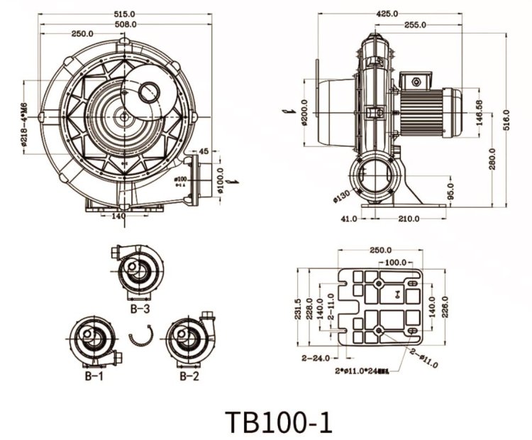 (image for) Radial fan TB100-1, aluminum frame, 750W