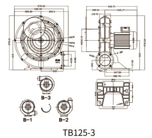 (image for) Radial fan TB125-3, aluminum frame, 2,2kW