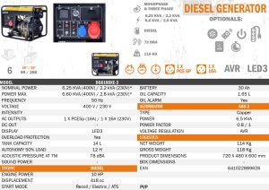 (image for) Diesel generator DG6100XE-3 AVR