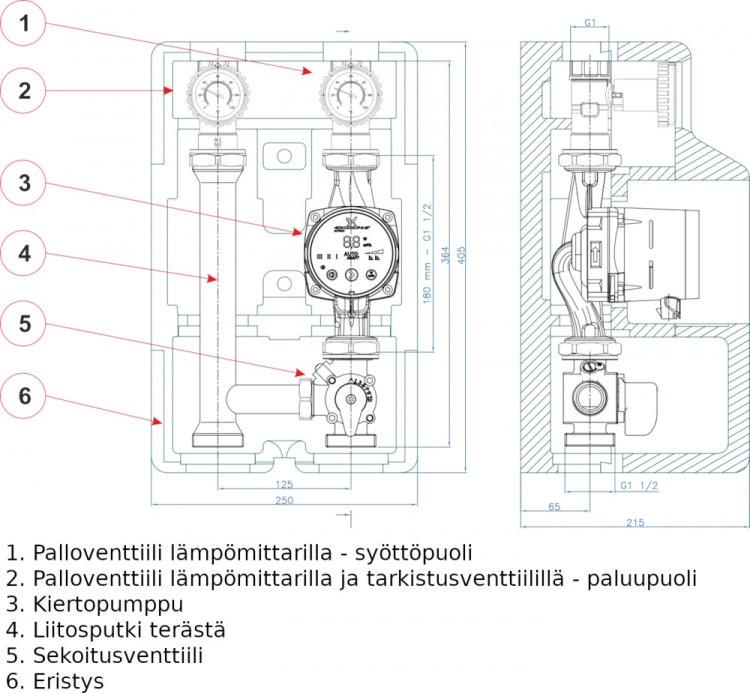 (image for) A1 Pump group with 3-way mixing valve