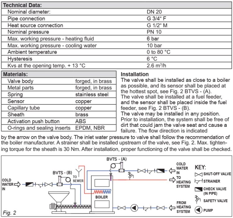 (image for) Thermostatic safety valve Danfoss-type