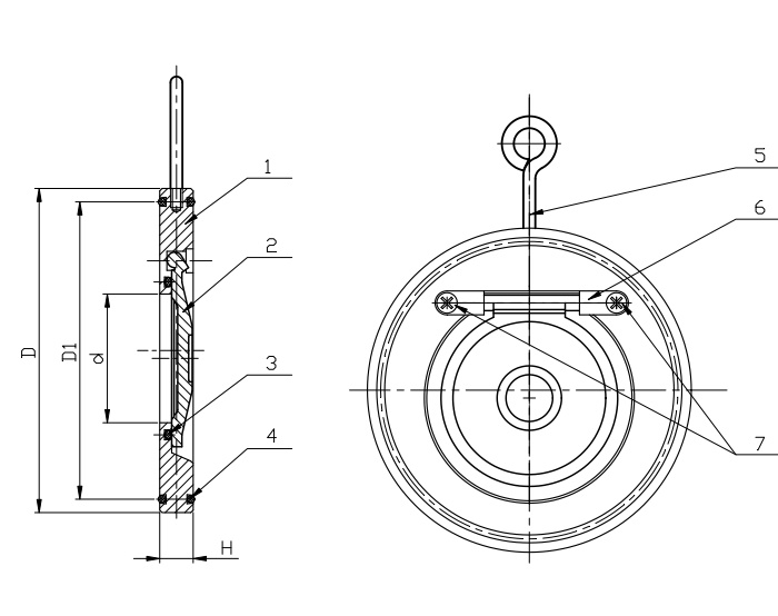 (image for) Check valve wafer HST PN10/PN16