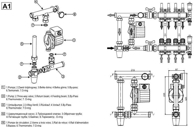 (image for) A1 Wilo Pump group with Esbe 3-way valve