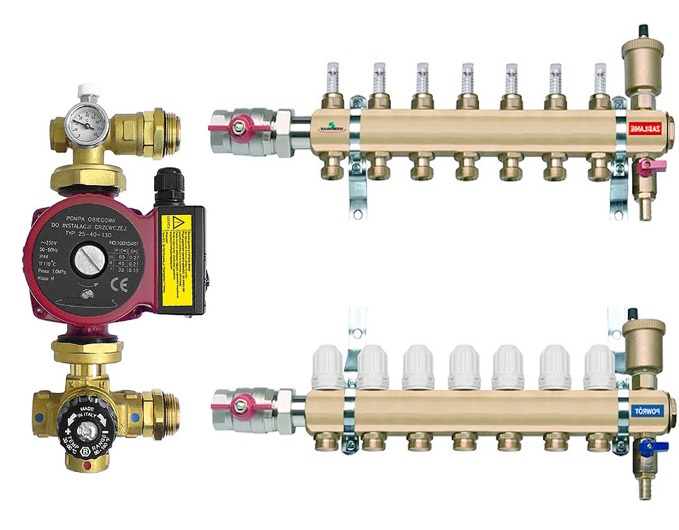 (image for) Mixing pump group 4-way thermovalve with manifold 4-12