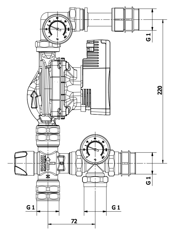 (image for) Mixing pump group 3-way thermovalve with ss manifold 4-12