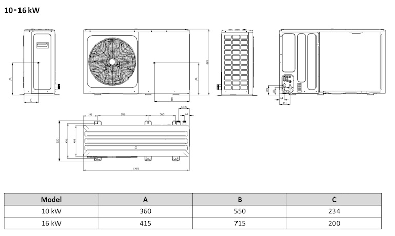 (kuva kohteelle) Monoblock R290 Ilma-vesi-lämpöpumppu 10 kW